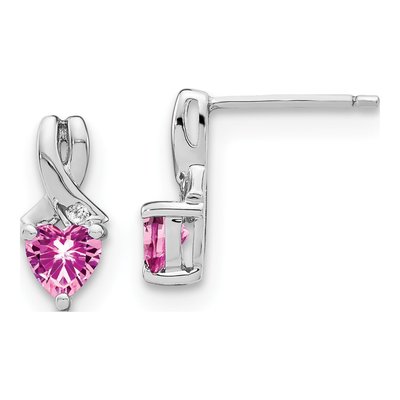 Sterling Silver Diamond Heart Dangle Earrings