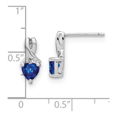 Sterling Silver Lab-Created Sapphire & Diamond Heart Dangle Earrings – view 5