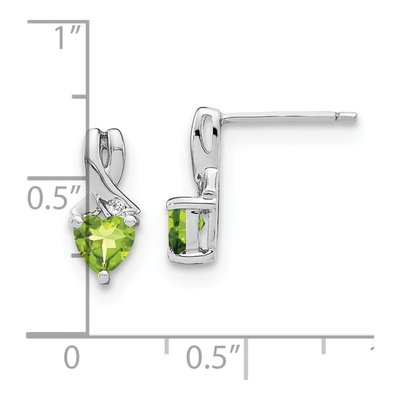 Sterling Silver Peridot & Diamond Heart Dangle Earrings – view 4