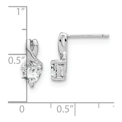 Sterling Silver White Topaz & Diamond Heart Dangle Earrings – view 5