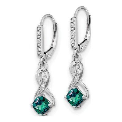 Sterling Silver 1/20 ct tw Diamond Leverback Earrings – view 3