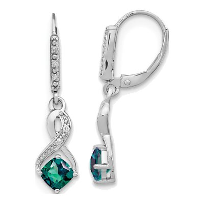 Sterling Silver 1/20 ct tw Diamond Leverback Earrings