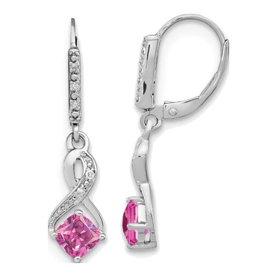 Sterling Silver 1/20 ct tw Diamond Leverback Earrings