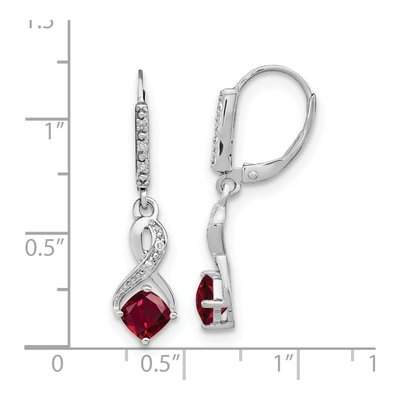 Sterling Silver 1/20 ct tw Lab-Created Ruby & Diamond Leverback Earrings – view 4