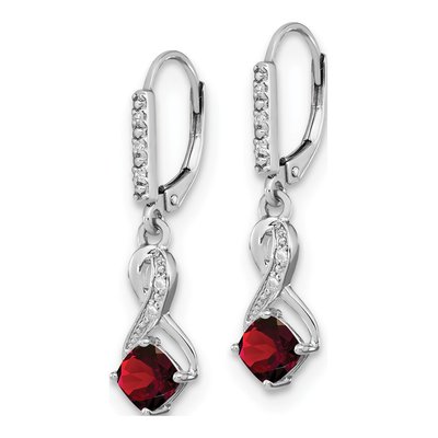 Sterling Silver 1/20 ct tw Garnet & Diamond Leverback Earrings – view 2