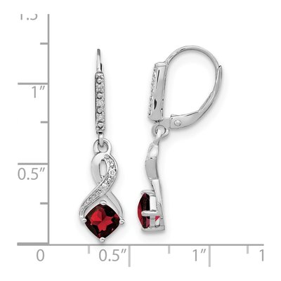 Sterling Silver 1/20 ct tw Garnet & Diamond Leverback Earrings – view 4