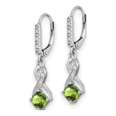 Sterling Silver 1/20 ct tw Peridot & Diamond Leverback Earrings – view 2
