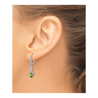 Sterling Silver 1/20 ct tw Peridot & Diamond Leverback Earrings – view 3