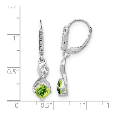 Sterling Silver 1/20 ct tw Peridot & Diamond Leverback Earrings – view 4