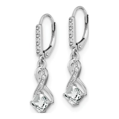Sterling Silver 1/15 ct tw White Topaz & Diamond Leverback Earrings – view 3