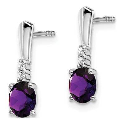 14K White Gold Amethyst & Diamond Dangle Earrings – view 2