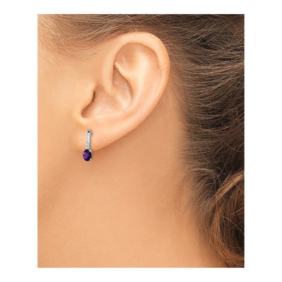 14K White Gold Amethyst & Diamond Dangle Earrings – view 3