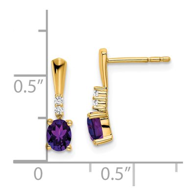 14K Yellow Gold Amethyst & Diamond Dangle Earrings – view 2