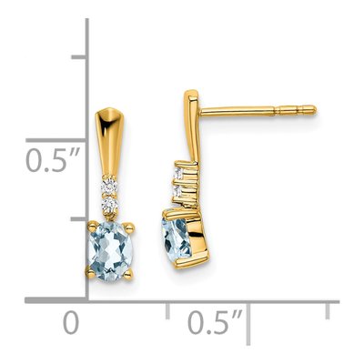 14K Yellow Gold Aquamarine & Diamond Dangle Earrings – view 2