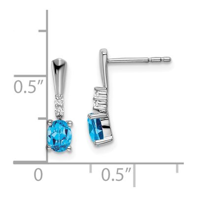14K White Gold Swiss Blue Topaz & Diamond Dangle Earrings – view 4