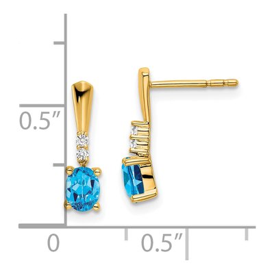 14K Yellow Gold Sky Blue Topaz & Diamond Dangle Earrings – view 2