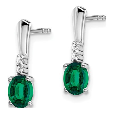 14K White Gold Lab-Created Emerald & Diamond Dangle Earrings – view 2