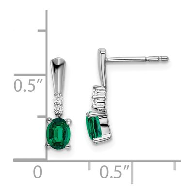 14K White Gold Lab-Created Emerald & Diamond Dangle Earrings – view 4