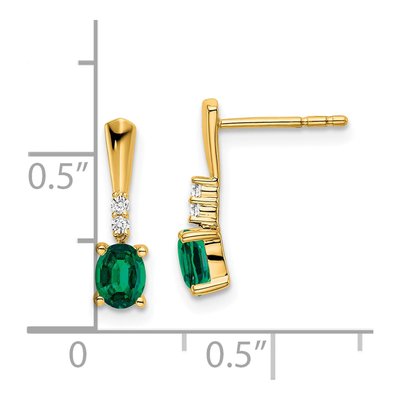 14K Yellow Gold Lab-Created Emerald & Diamond Dangle Earrings – view 2