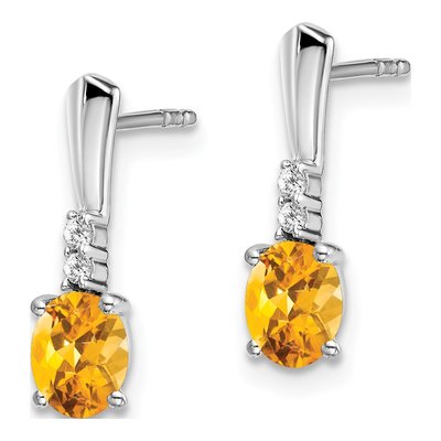 14K White Gold Citrine & Diamond Dangle Earrings – view 2