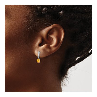 14K White Gold Citrine & Diamond Dangle Earrings – view 3