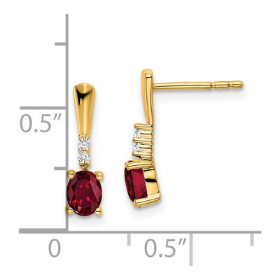 14K Yellow Gold Lab-Created Ruby & Diamond Dangle Earrings – view 2