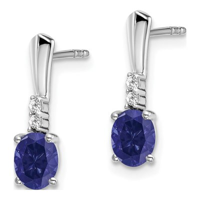 14K White Gold Lab-Created Sapphire & Diamond Dangle Earrings – view 2