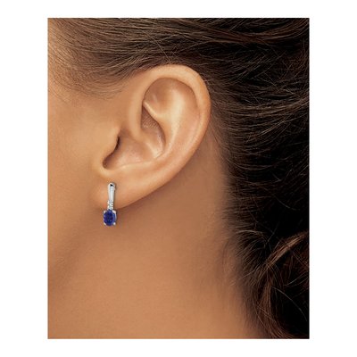 14K White Gold Lab-Created Sapphire & Diamond Dangle Earrings – view 3