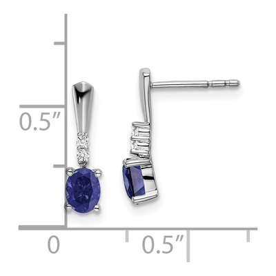 14K White Gold Lab-Created Sapphire & Diamond Dangle Earrings – view 4