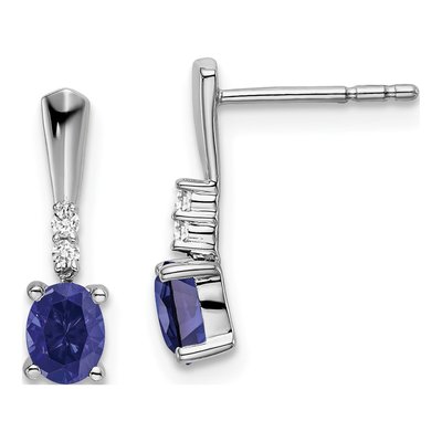 14K White Gold Lab-Created Sapphire & Diamond Dangle Earrings