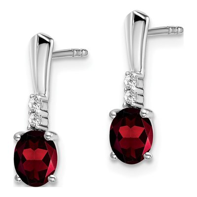 14K White Gold Garnet & Diamond Dangle Earrings – view 2