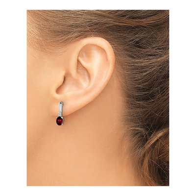 14K White Gold Garnet & Diamond Dangle Earrings – view 3