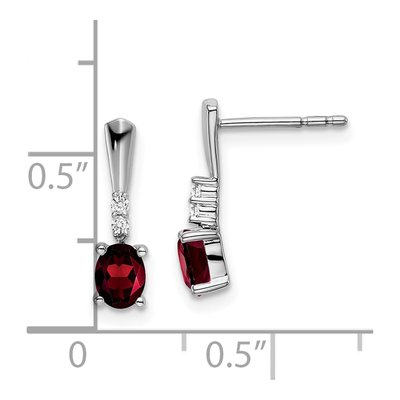 14K White Gold Garnet & Diamond Dangle Earrings – view 4