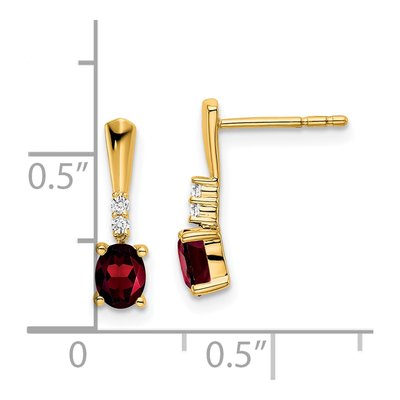 14K Yellow Gold Garnet & Diamond Dangle Earrings – view 2