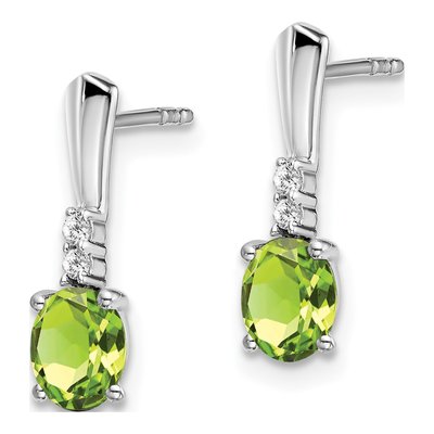 14K White Gold Peridot & Diamond Dangle Earrings – view 2