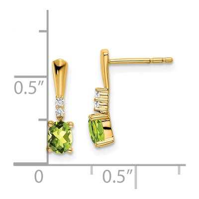 14K Yellow Gold Peridot & Diamond Dangle Earrings – view 2