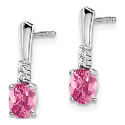 14K White Gold Pink Tourmaline & Diamond Dangle Earrings – view 2