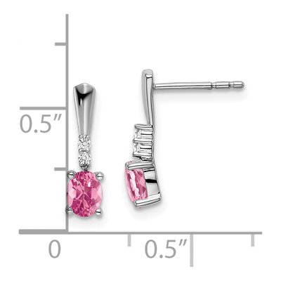 14K White Gold Pink Tourmaline & Diamond Dangle Earrings – view 4