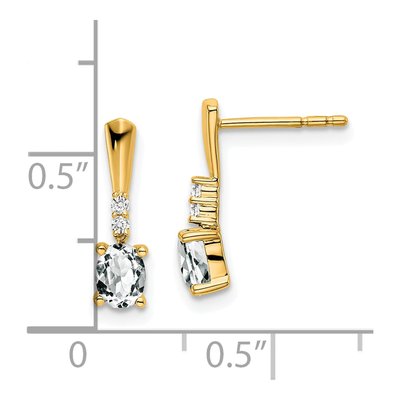 14K Yellow Gold White Topaz & Diamond Dangle Earrings – view 2