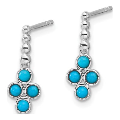 14K White Gold Turquoise Dangle Earrings – view 2