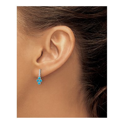 14K White Gold Turquoise Dangle Earrings – view 3