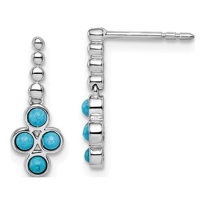 14K White Gold Turquoise Dangle Earrings