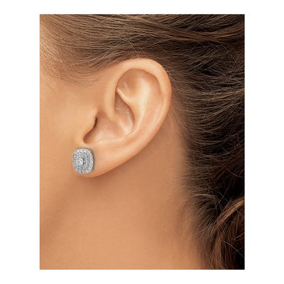 14K White Gold 1 1/2 ct tw 3.9mm Round Lab-Grown Diamond Double Halo Stud Earrings – view 3