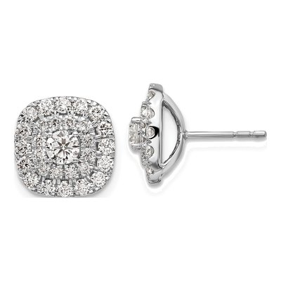14K White Gold 1 1/2 ct tw 3.9mm Round Lab-Grown Diamond Double Halo Stud Earrings