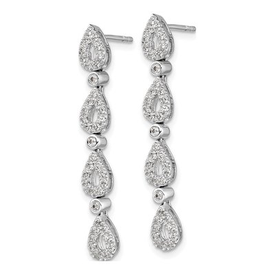 14K White Gold 3/4 ct tw Lab-Grown Diamond Teardrop Dangle Earrings – view 3