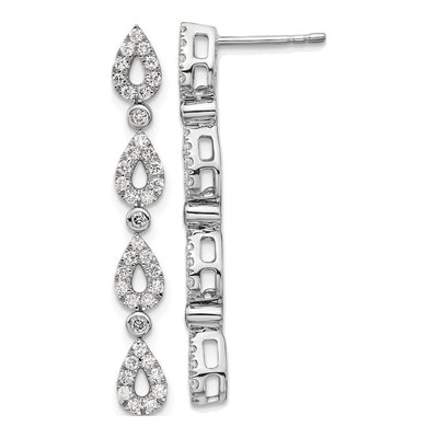 14K White Gold 3/4 ct tw Lab-Grown Diamond Teardrop Dangle Earrings