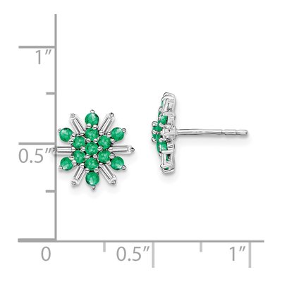 14K White Gold 1/6 ct tw 1.7mm Round Emerald & Diamond Snowflake Stud Earrings – view 4