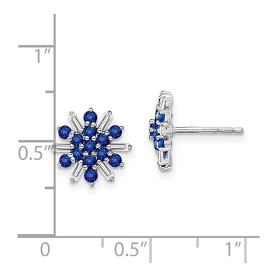 14K White Gold 1/6 ct tw 1.7mm Round Sapphire & Diamond Snowflake Stud Earrings – view 4