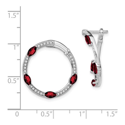 14K White Gold 0.26 ct tw 22mm Garnet & Diamond Huggie Hoop Earrings – view 4