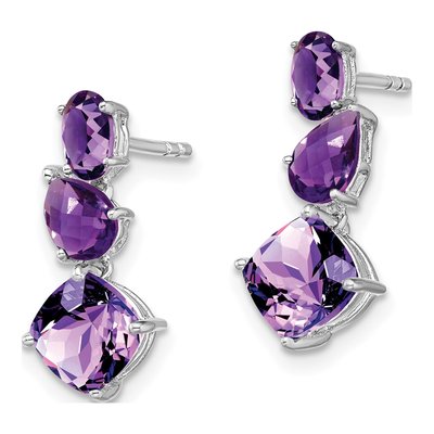 14K White Gold Amethyst Dangle Earrings – view 2